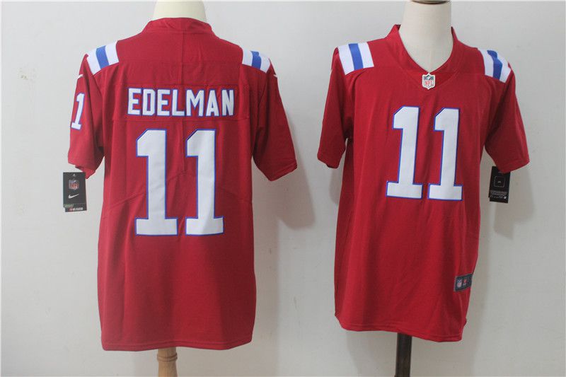 Men New England Patriots #11 Edelman Red Nike Vapor Untouchable Limited NFL Jerseys->->NFL Jersey